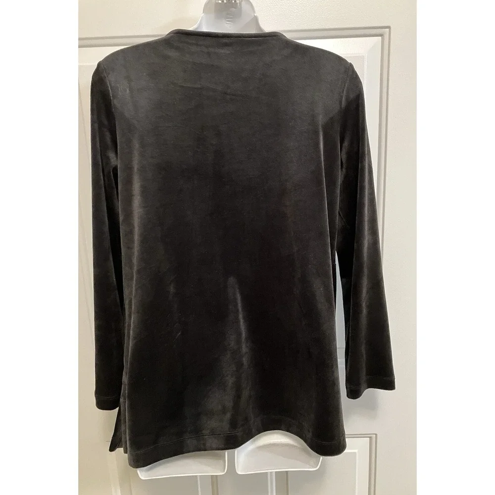 Pure Jill‎ Black Velour Long Sleeve Tunic Shirt Size PS Petite Small